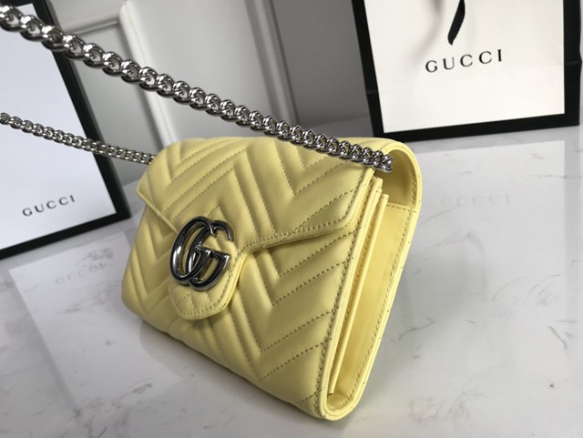 Gucci經典款女包 474575 古馳Marmont系列單肩鏈條包 Gucci全皮迷你小挎包  gqy3947